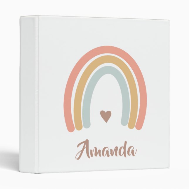Boho Rainbow Monogram  3 Ring Binder (Front/Spine)