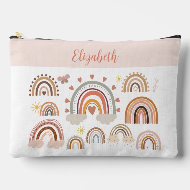 Boho Rainbow Monogram  Accessory Pouch (Front)