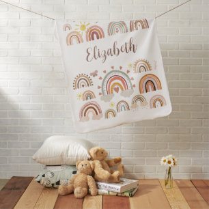 Boho Rainbow Monogram  Baby Blanket