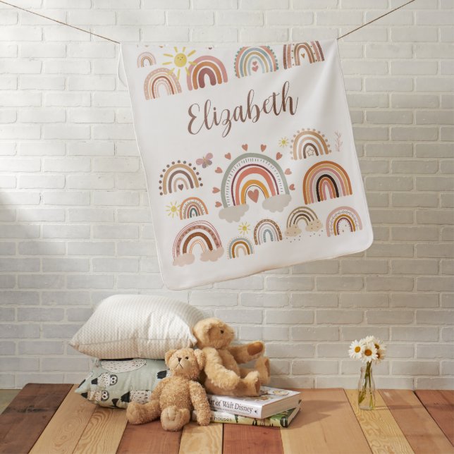 Boho Rainbow Monogram  Baby Blanket (In Situ)