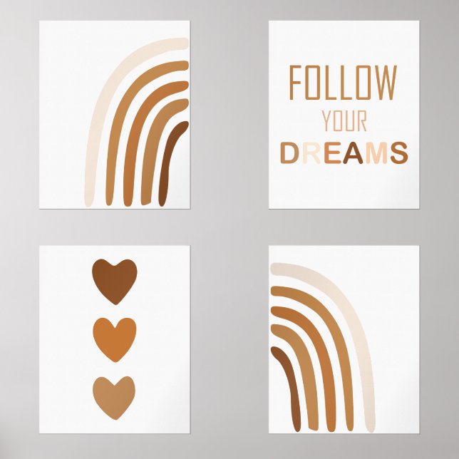 Boho Rainbow Motivational quotes Classroom Decor  Wall Art Sets (Front)