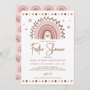 Boho Rainbow Muted Pink Terracotta Foster Shower Invitation