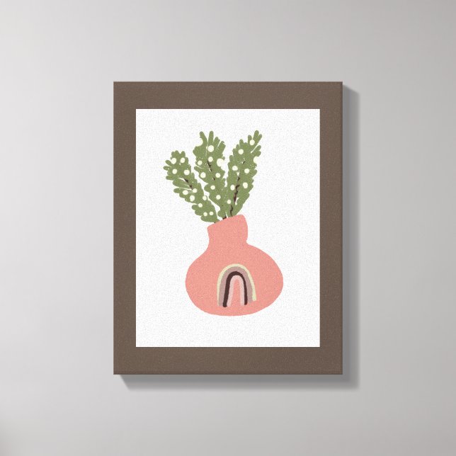 Boho Rainbow Natural Terracotta Pot Plant Lovers Canvas Print (Front)