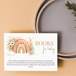 Boho Rainbow Neutral Baby Shower Books for Baby Enclosure Card