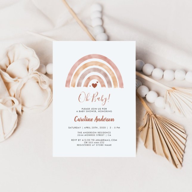 Boho Rainbow Neutral Baby Shower Invitation (Creator Uploaded)