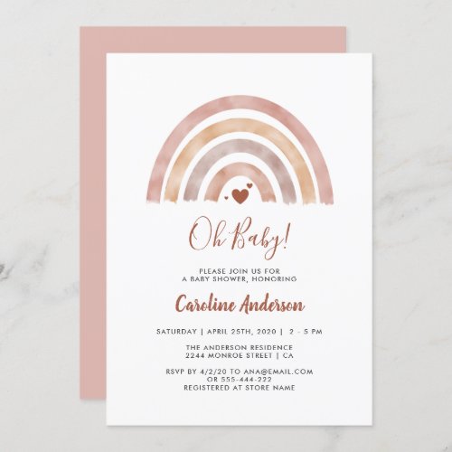 Boho Rainbow Neutral Baby Shower Invitation