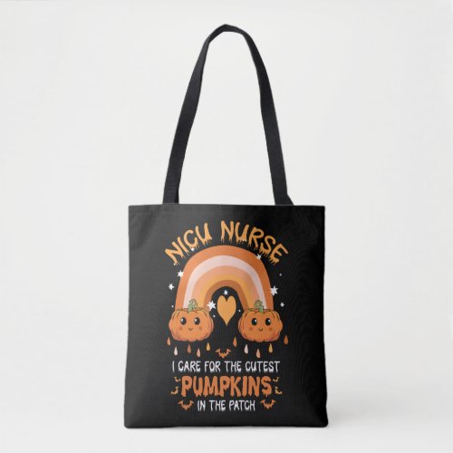 Boho Rainbow NICU Nurse Cutest Pumpkins Tote Bag