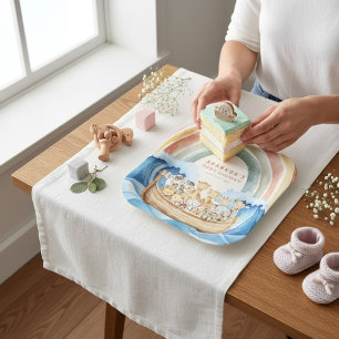 Boho Rainbow Noah's Ark Baby Shower Paper Plates