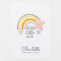 Boho Rainbow Nursery Birth Stats Baby Baby Blanket