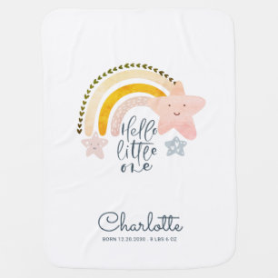 Boho Rainbow Nursery Birth Stats Baby Blanket