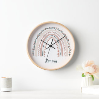 Boho Rainbow Nursery Girls Room  Clock