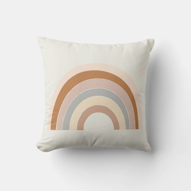 Boho Rainbow nursery pillow in neutrals rust (Front)