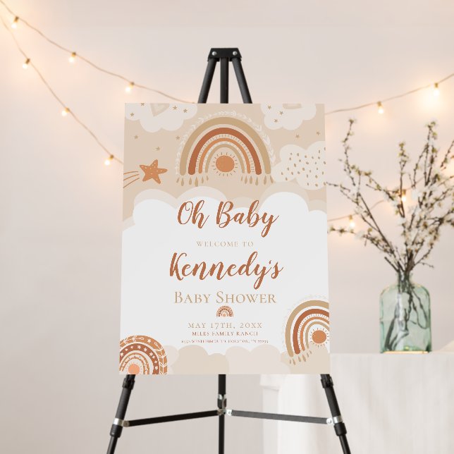Boho Rainbow Oh Baby Welcome Sign (In Situ (Stand))