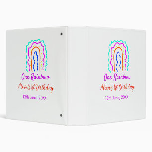 Boho Rainbow one birthday kids bright retro bold 3 Ring Binder