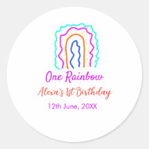 Boho Rainbow one birthday kids bright retro bold
