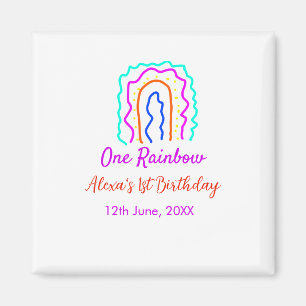 Boho Rainbow one birthday kids bright retro bold Magnet