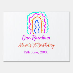 Boho Rainbow one birthday kids bright retro bold Sign
