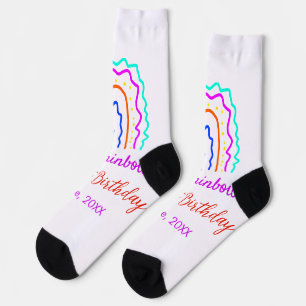 Boho Rainbow one birthday kids bright retro bold Socks