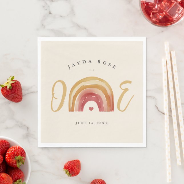 Boho Rainbow One First Birthday Napkins (Insitu)
