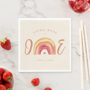 Boho Rainbow One First Birthday Napkins