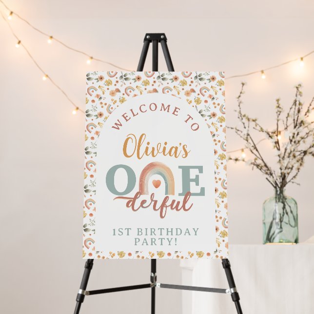 Boho Rainbow Onederful 1st Birthday Foam Board – E (In Situ (Stand))