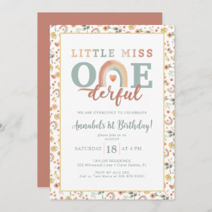 Boho Rainbow Onederful 1st Birthday Invitation – E