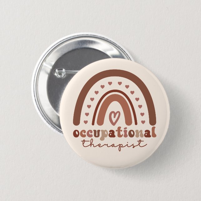 Boho Rainbow OT Occupational Therapist Gifts Button (Front & Back)