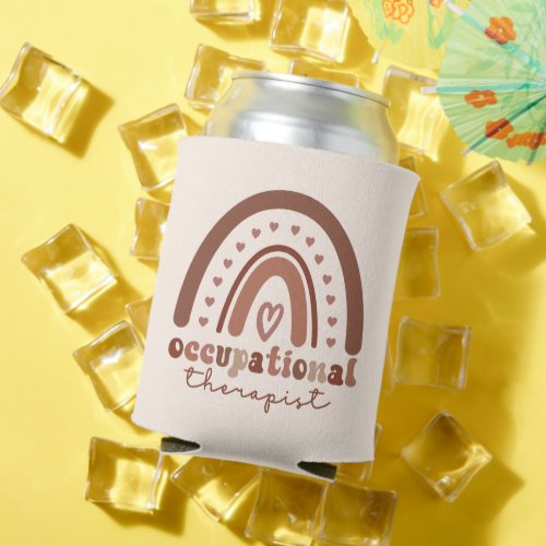 Boho Rainbow OT Occupational Therapist Gifts Can Cooler