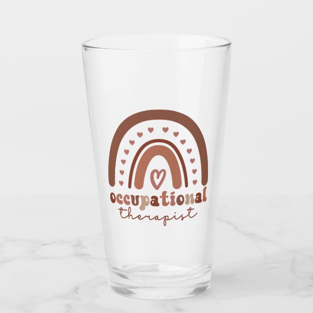 Boho Rainbow OT Occupational Therapist Gifts Glass (Front)