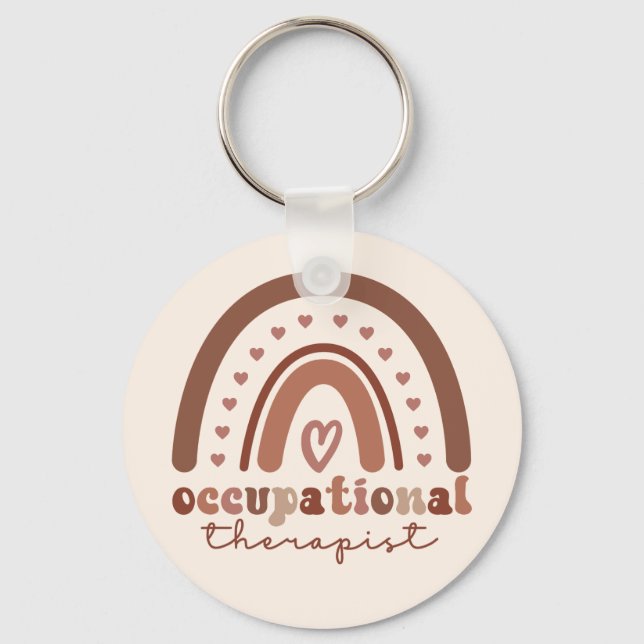 Boho Rainbow OT Occupational Therapist Gifts Keychain (Front)