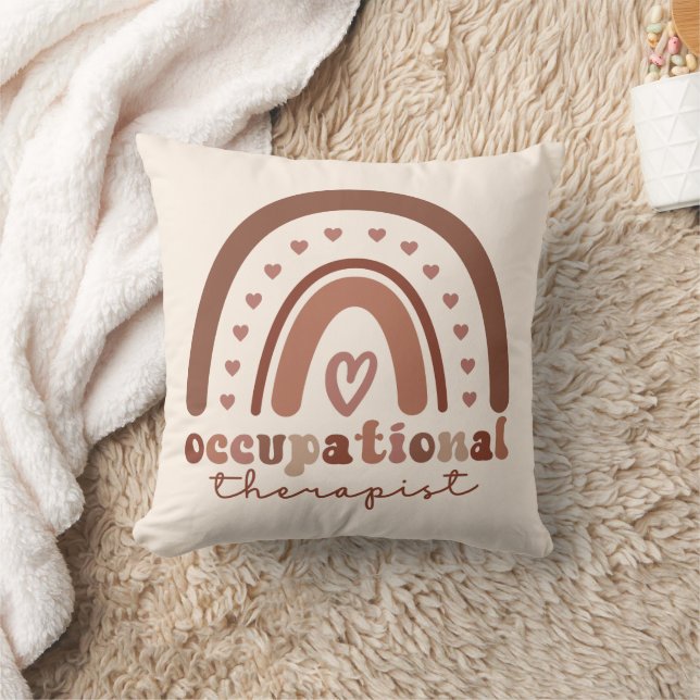 Boho Rainbow OT Occupational Therapist Gifts Throw Pillow (Blanket)
