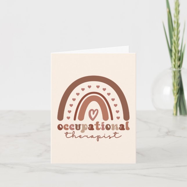 Boho Rainbow OT Occupational Therapist Letterpress Thank You Card (Front)