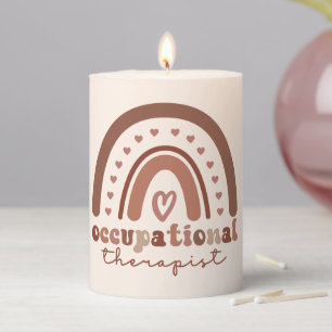 Boho Rainbow OT Occupational Therapist Pillar Candle