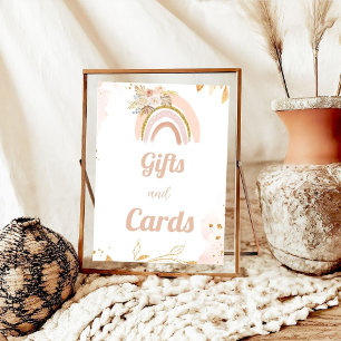 Boho Rainbow Pampas Grass Baby card & gifts sign