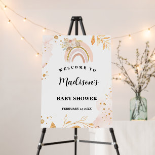Boho Rainbow Pampas Grass Bay Shower Welcome Sign