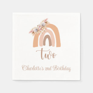 Boho Rainbow Pampas Grass Birthday Party Napkins