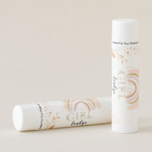 Boho Rainbow Pampas Grass Thank you Baby Shower Lip Balm