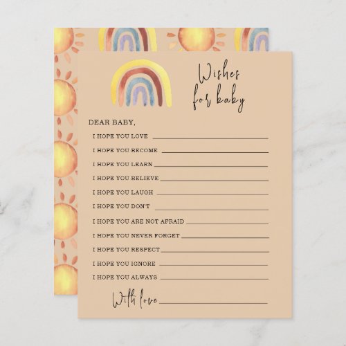 Boho Rainbow Party game  wishes for baby