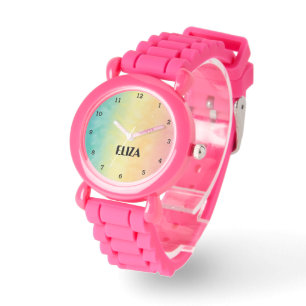 Boho Rainbow Pastel Cute Girls Pink Kids Watch