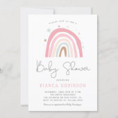 Boho Rainbow Pastel Pink Girl Baby Shower Invitation (Front)