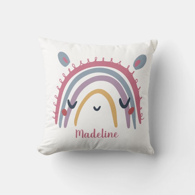 Boho Rainbow Pastel  Throw Pillow (Front)