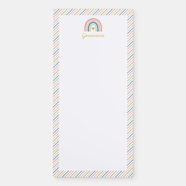 Boho Rainbow Pastels Magnetic Notepad (Front)