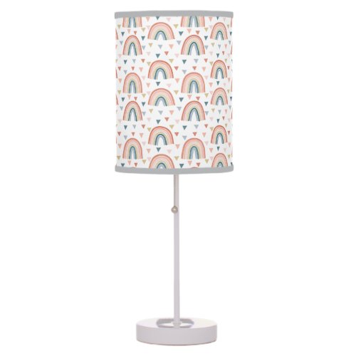 Boho Rainbow Pattern Modern Triangles Coral Table Lamp