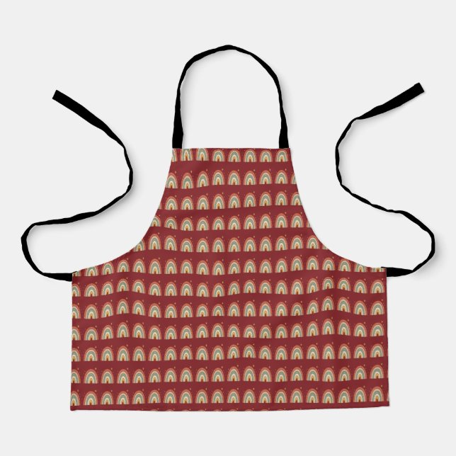 Boho Rainbow Pattern Neck Tie Apron (Front)