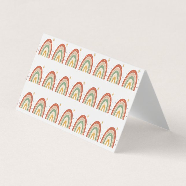 Boho Rainbow Pattern Neck Tie Business Card (Front)