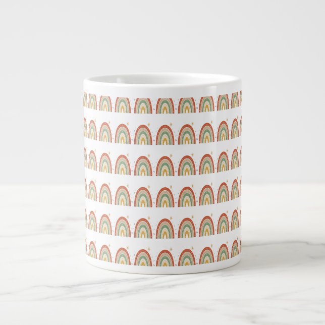 Boho Rainbow Pattern Neck Tie Giant Coffee Mug (Front)