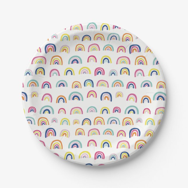 Boho Rainbow pattern Paper Plates (Front)