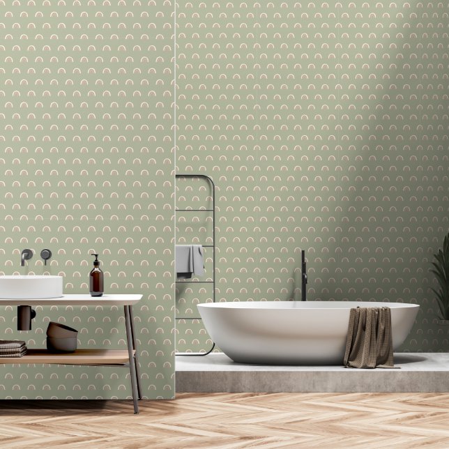 Boho Rainbow Pattern, Peel and Stick Wallpaper (Bathroom)