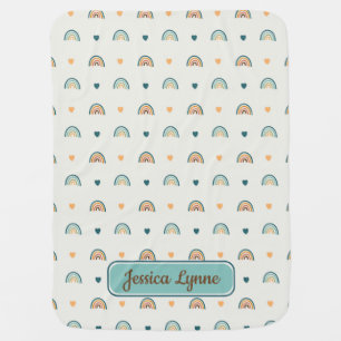 Boho Rainbow Pattern Personalized Baby Blanket