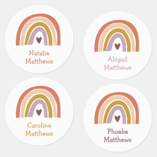 Boho Rainbow Peach Blush Name Iron On Clothing Labels